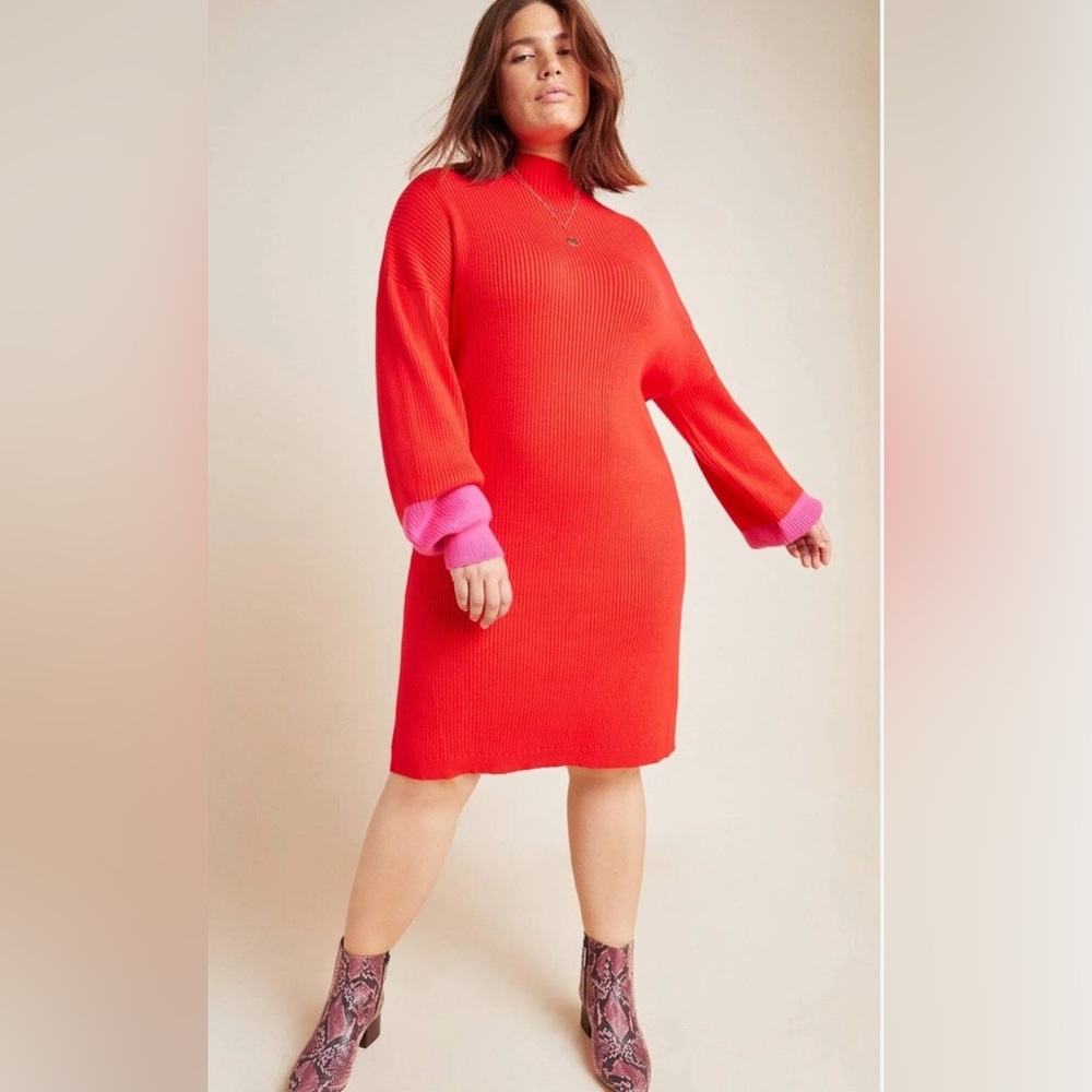 NWT Colorblock Red and Pink Sweater Dress